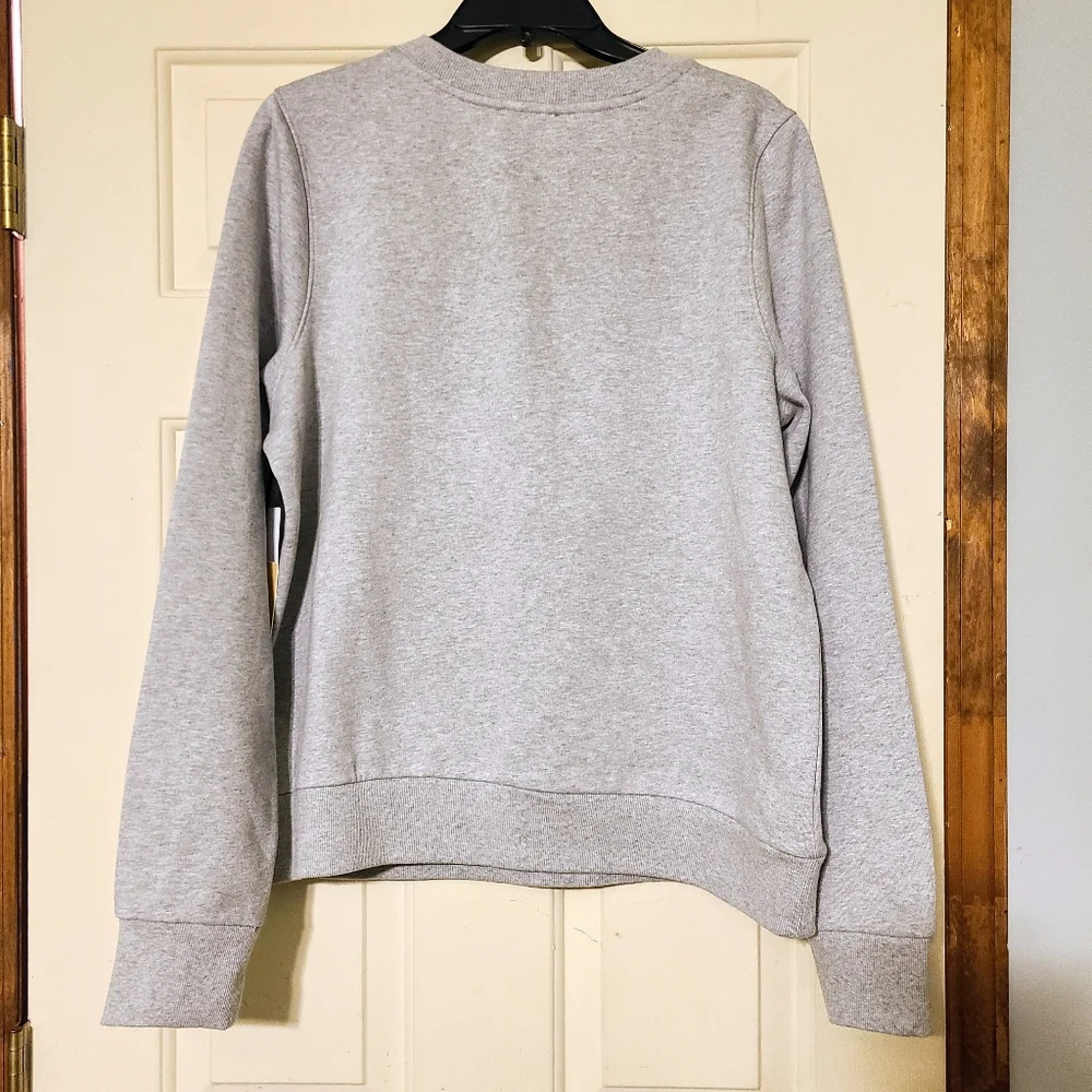 NWT Halogen "Wine Is My Valentine" Light Grey Comfy Fitted Scoop Neck Sweatshirt - Picture 8 of 8